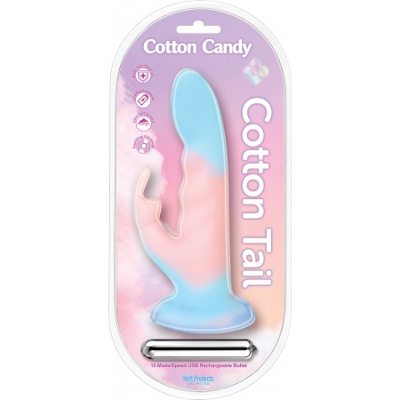Cotton Candy - Cotton Tail 8" Suction Cup Dildo and Bullet Vibe Cotton Candy - Cotton Tail 8" Suction Cup Dildo and Bullet Vibe
