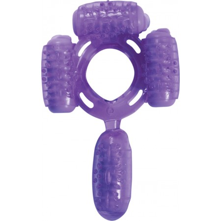 Quad Dinger Vibrating Cock Ring (Purple)