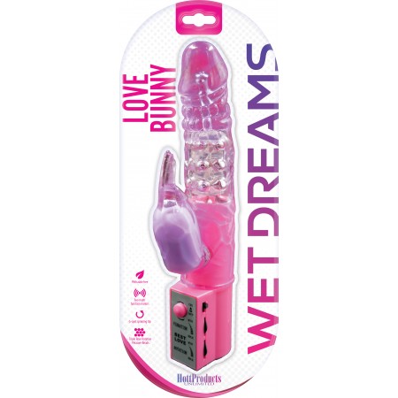 Love Bunny Vibrator with Triple Row Rotating Pleasure Beads  (pink)