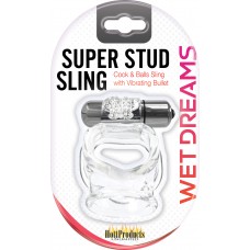 Super Stud Sling with Vibe Cock Ring (clear)