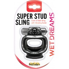Super Stud Sling with Vibe Cock Ring (black)