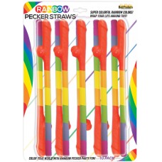 Rainbow Pecker Straws - 10 pack